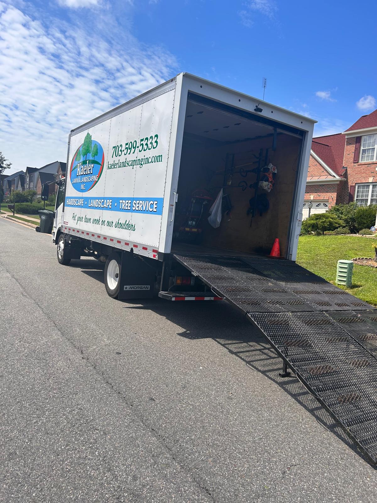 Kaeler Landscaping crew truck loaded for a summer service day